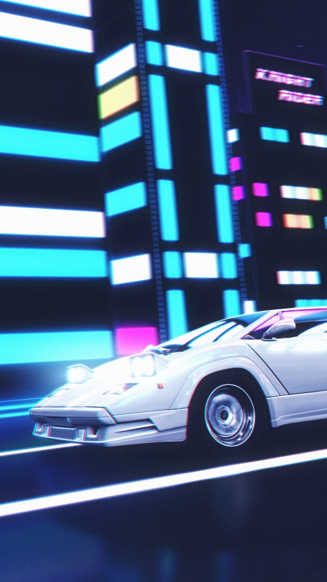 суперкар, ламборджини, synthwave, авто, lamborghini countach