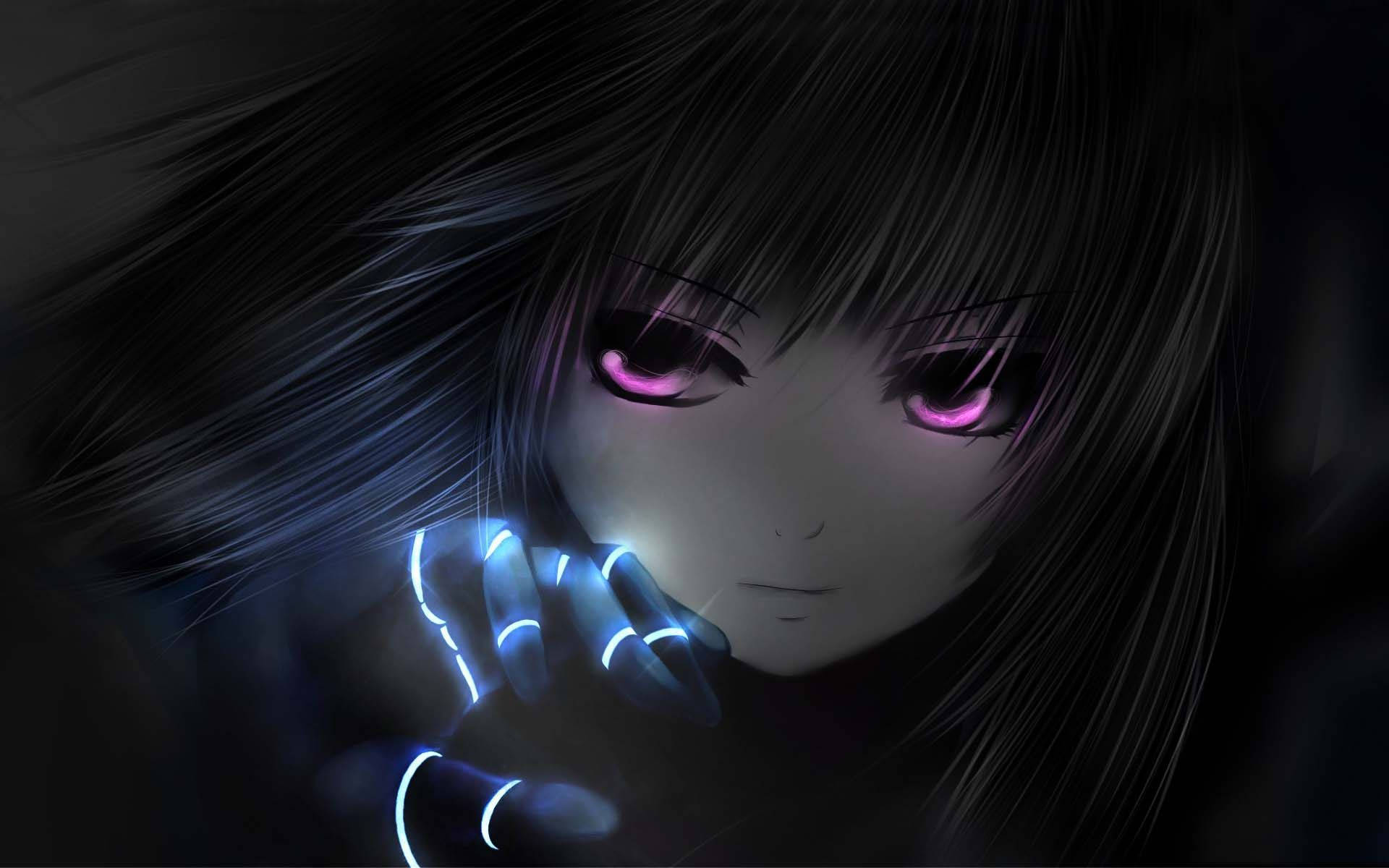лицо девушки в темном аниме