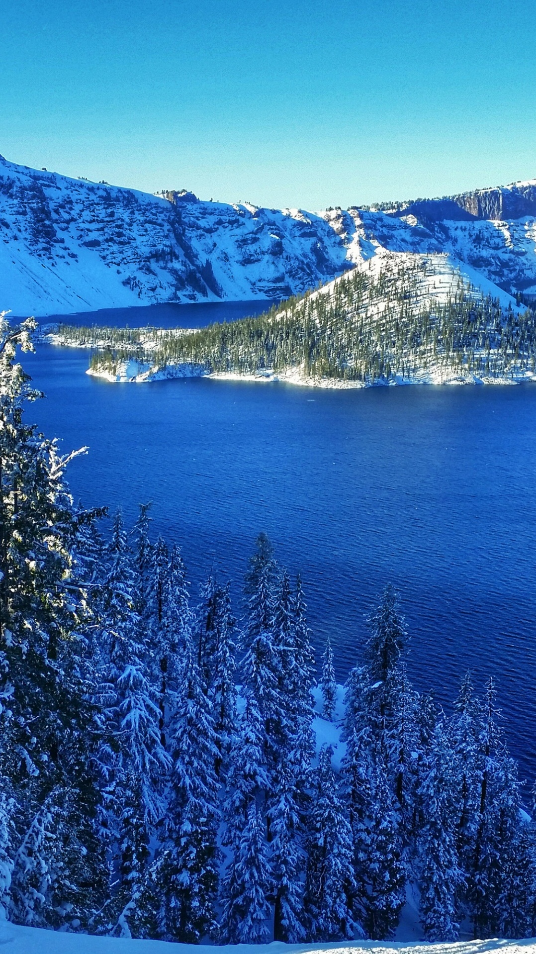 кратерное озеро, зима, озеро, парк, йосемитский национальный парк