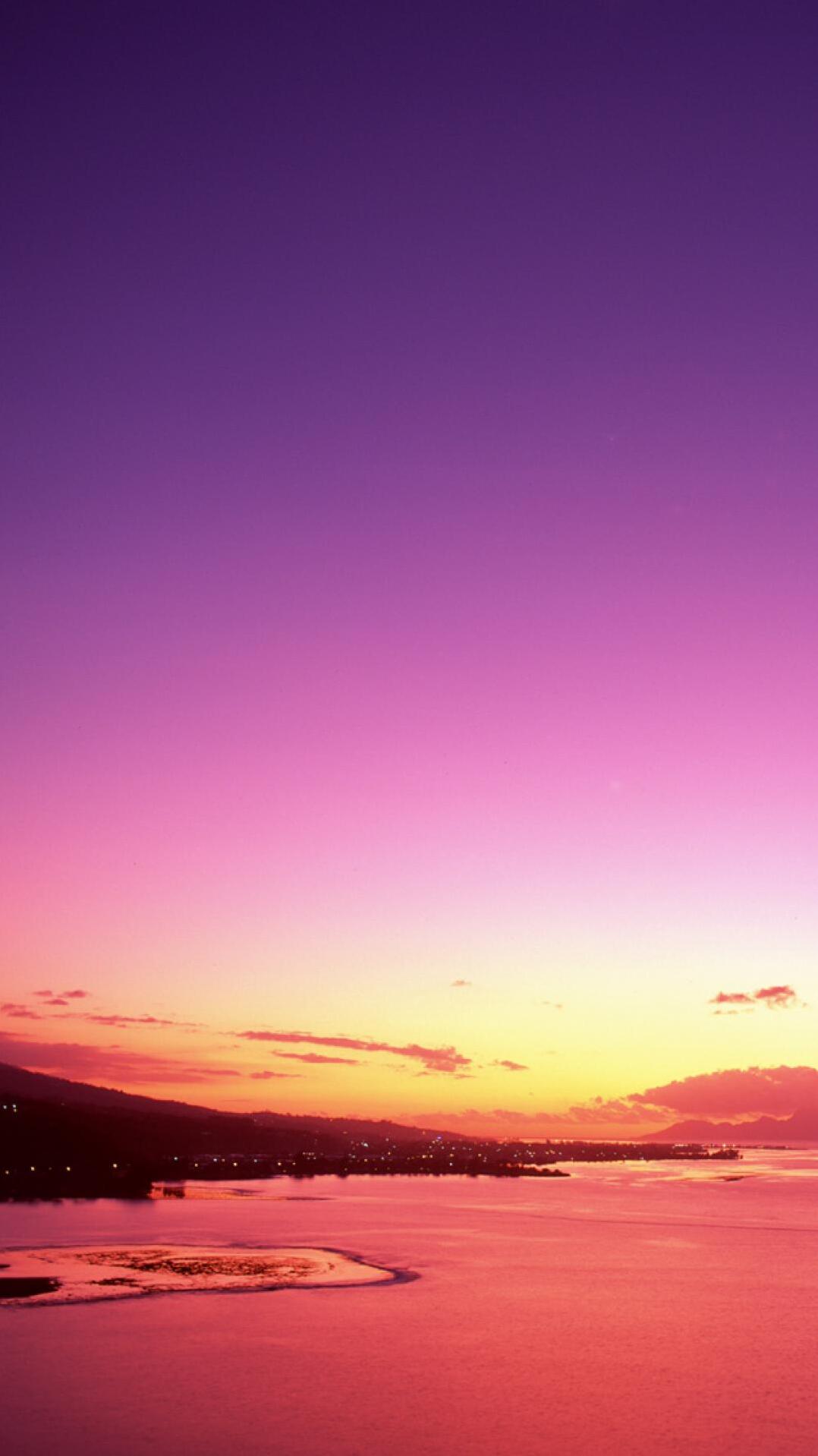 послесвечение, закат, горизонт, розовый, пурпур
