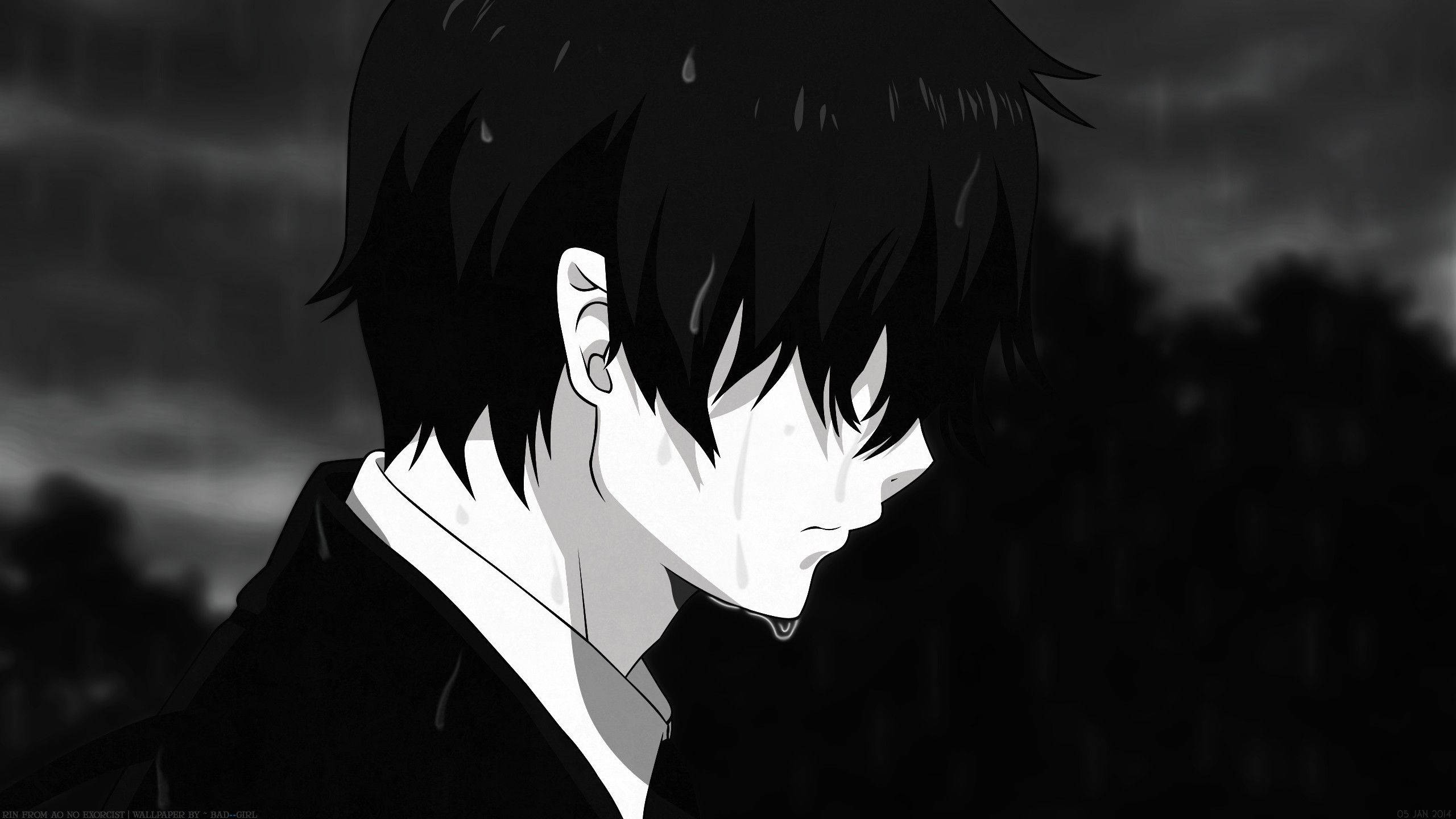 грустный мальчик темный аниме эстетический рабочий стол
