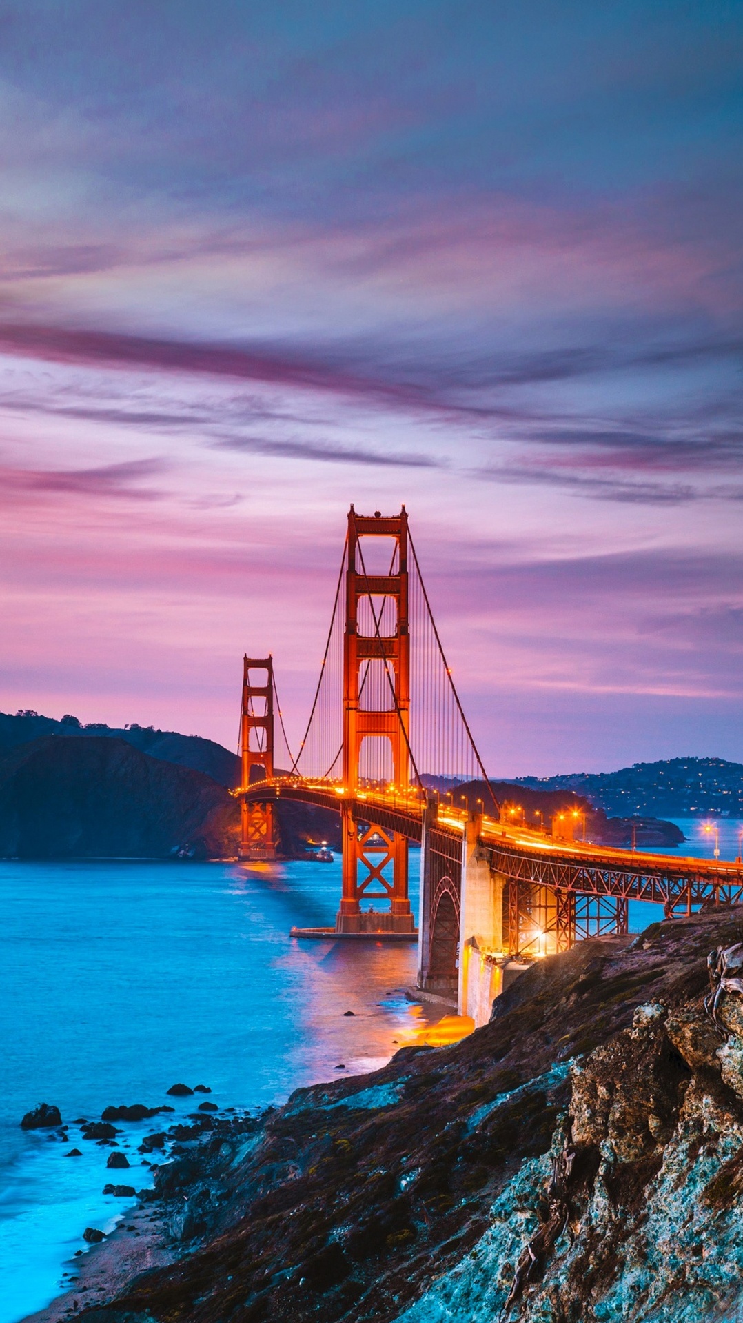 сан франциско, сумрак, мост golden gate, мост золотые ворота view vista point, бейкер-бич