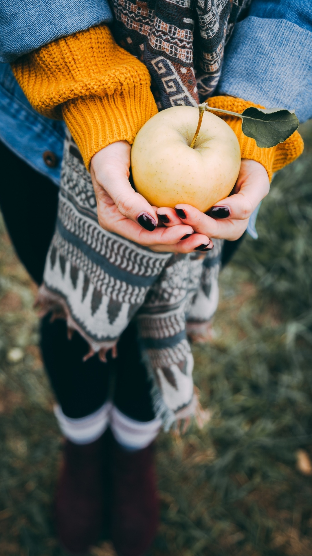 желтый, фрукты, ребенок, осень, apple