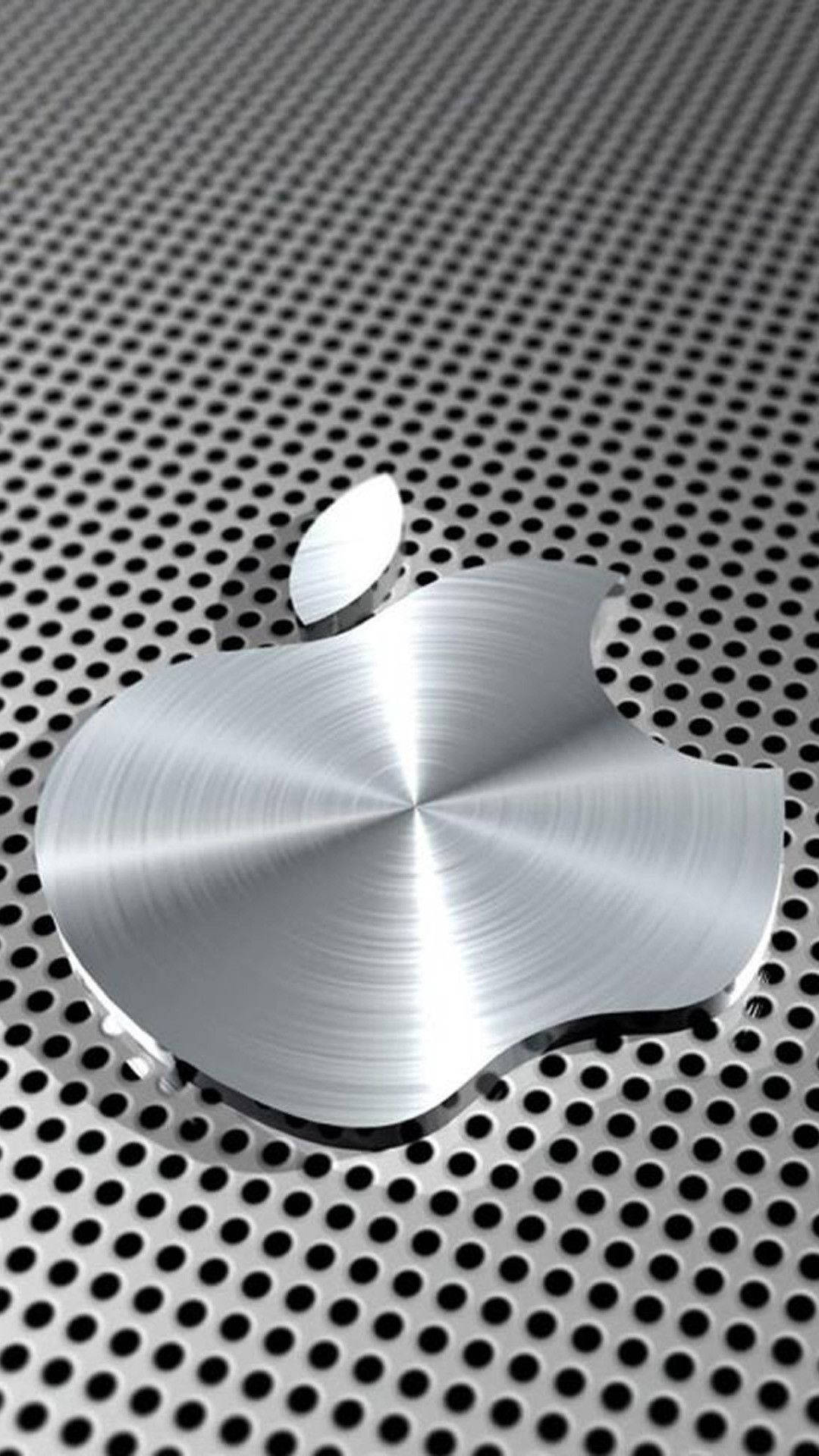 3d iphone серебристый металлический логотип apple
