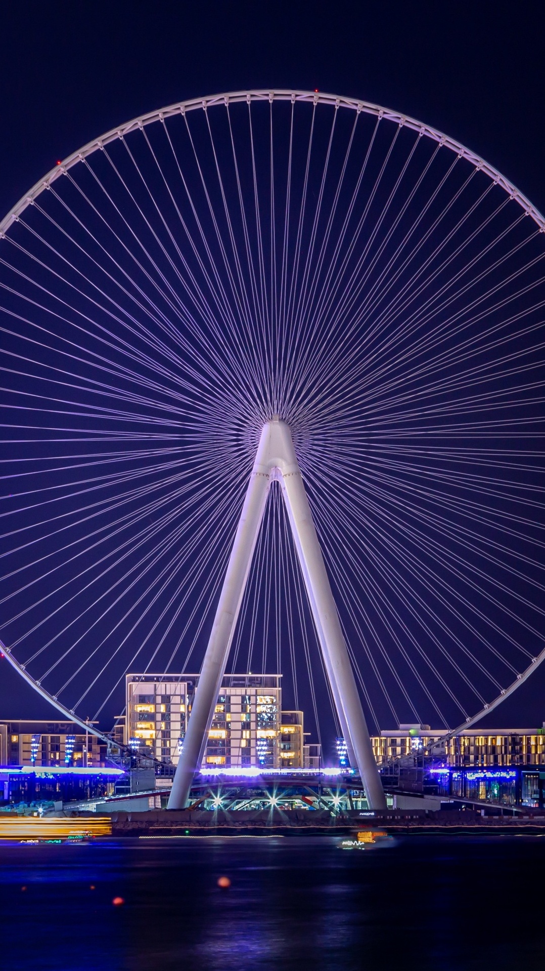 ferris wheel landscape dubai uae night lights