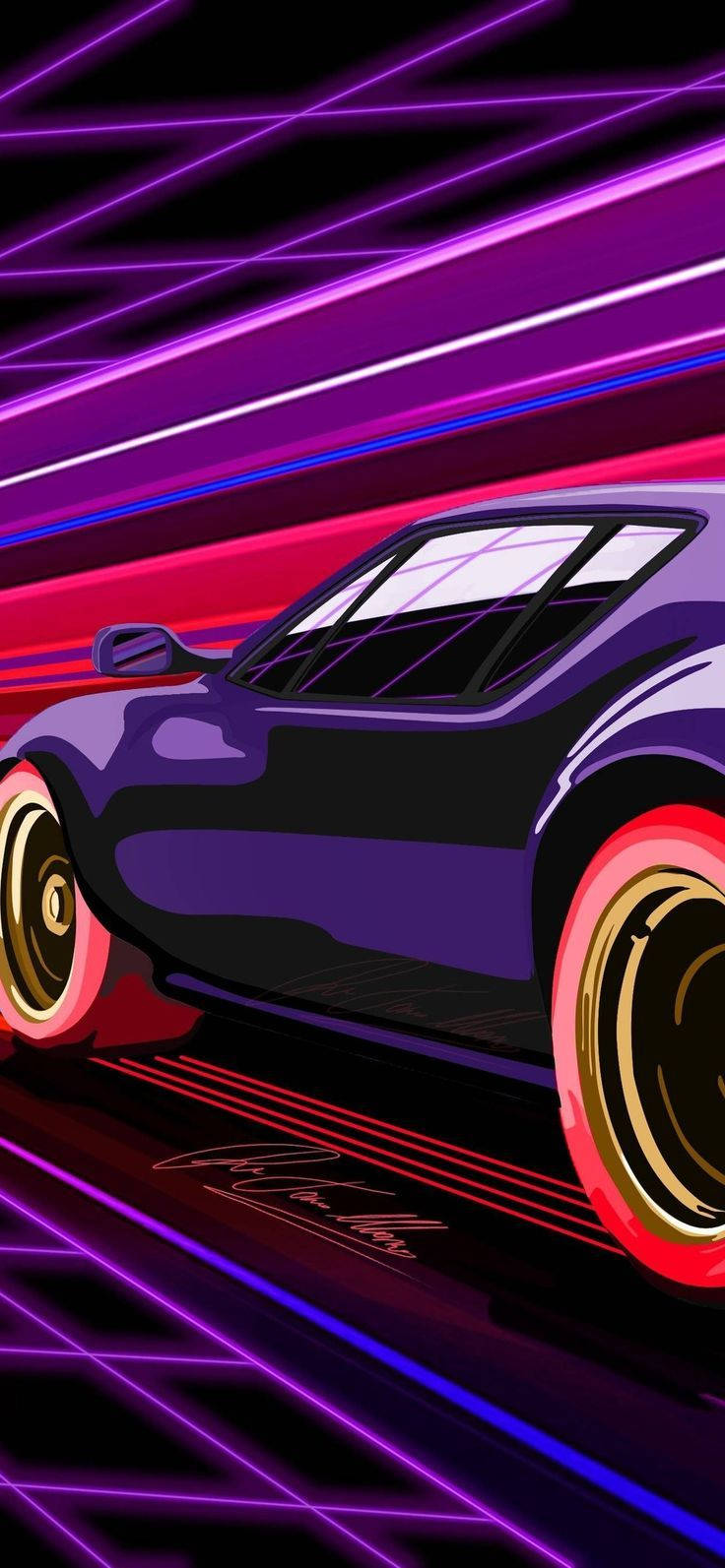 иллюстрация футуристического фиолетового автомобиля iphone