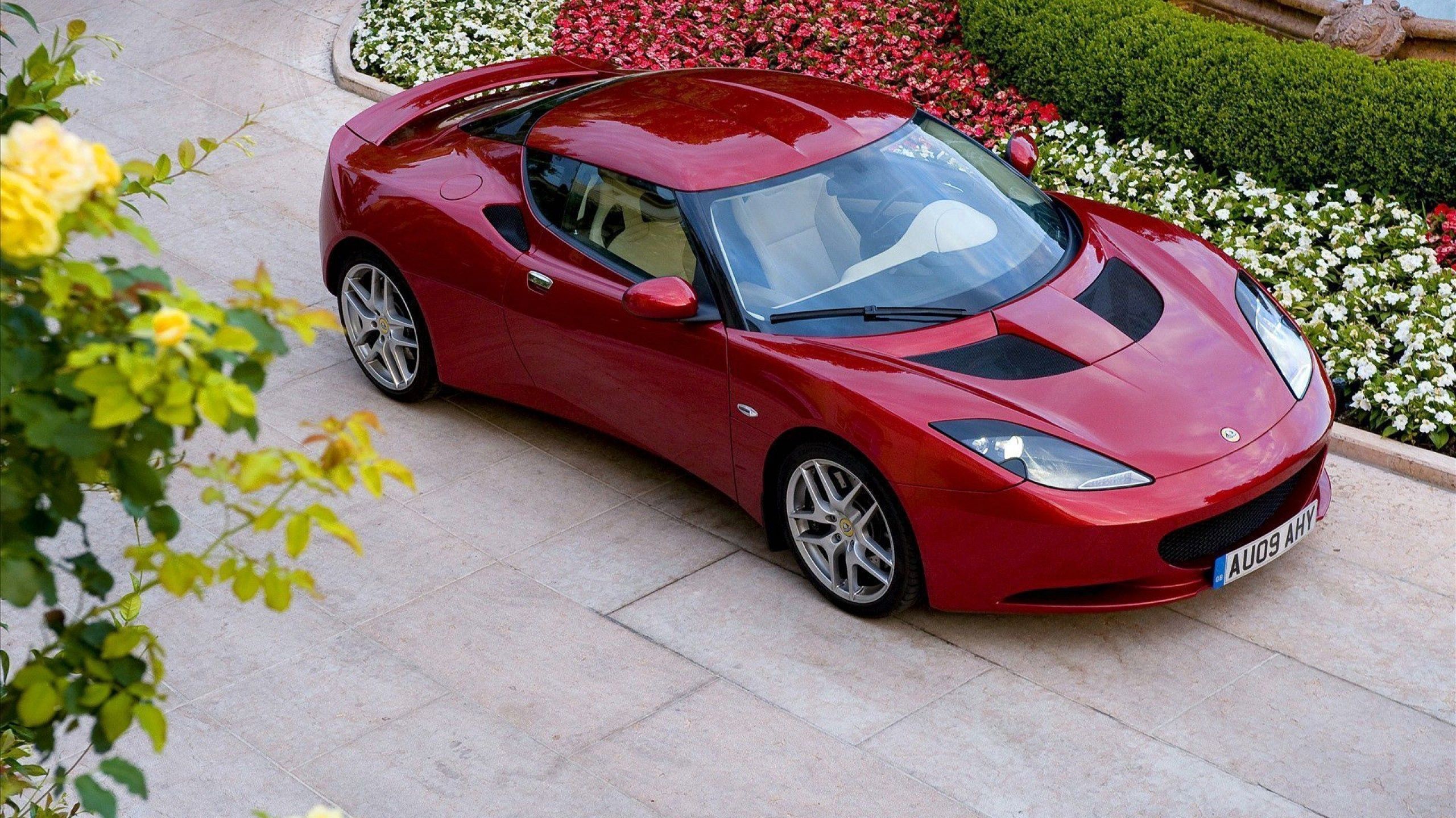 красивый, тачки (cars), машины, двор, красный, lotus evora