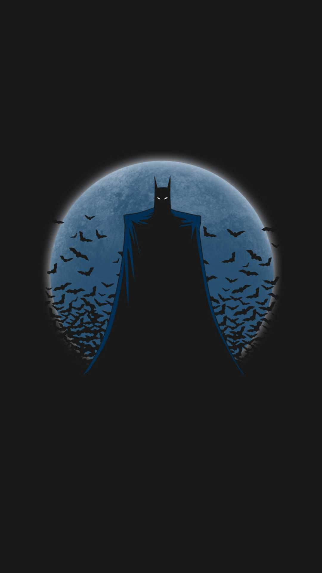голубая луна за темным iphone бэтмена