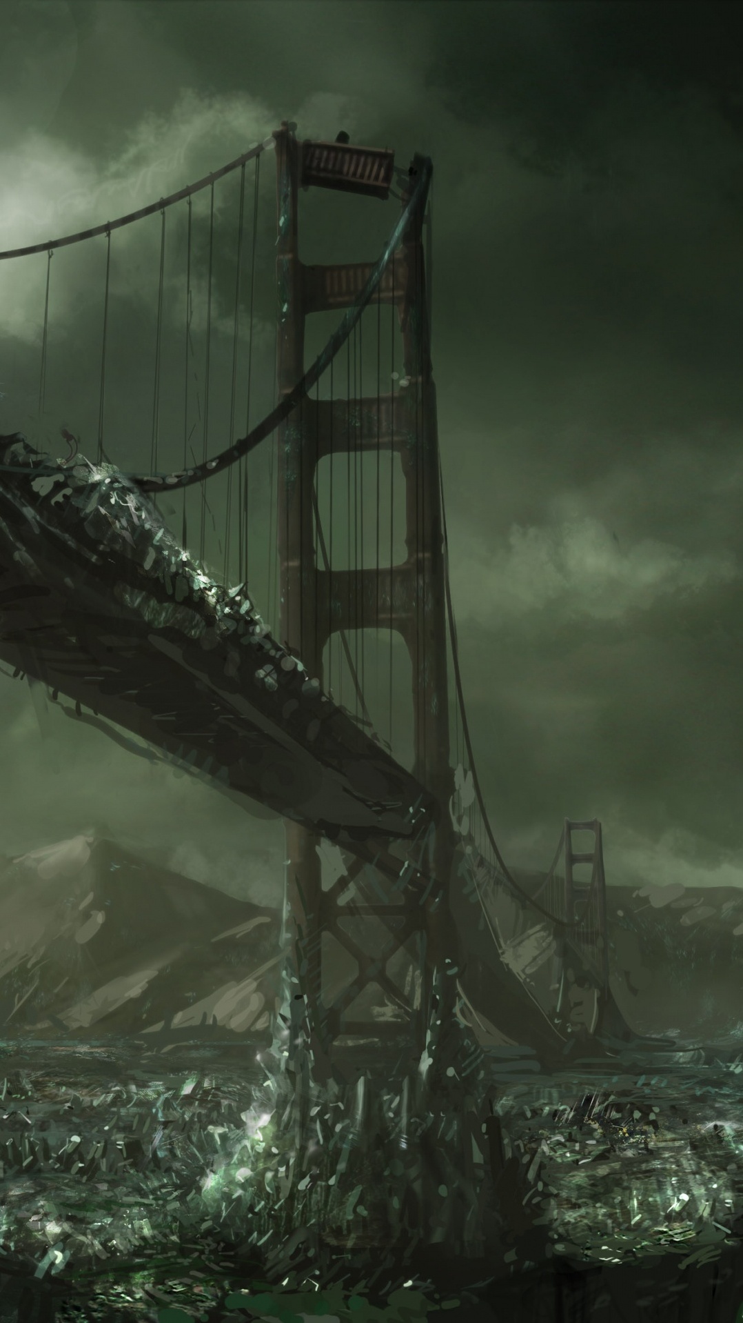 апокалиптическая фантастика, мост, темнота, небо, постапокалиптическая мост