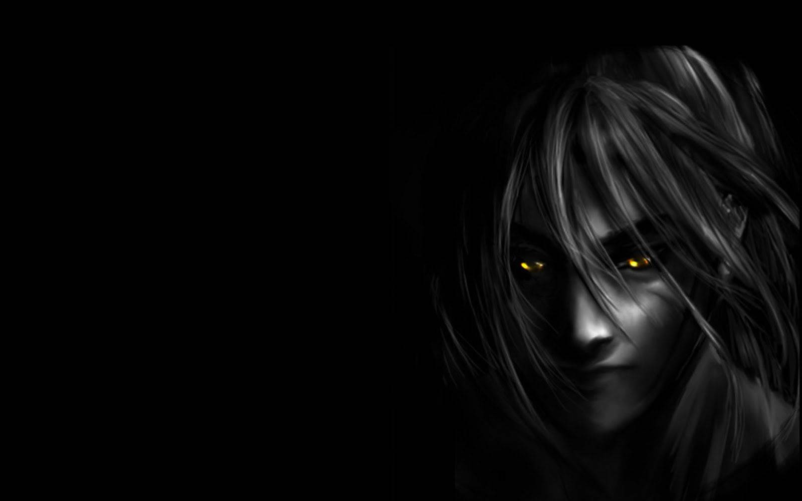 темный аниме-мужчина с желтыми глазами
