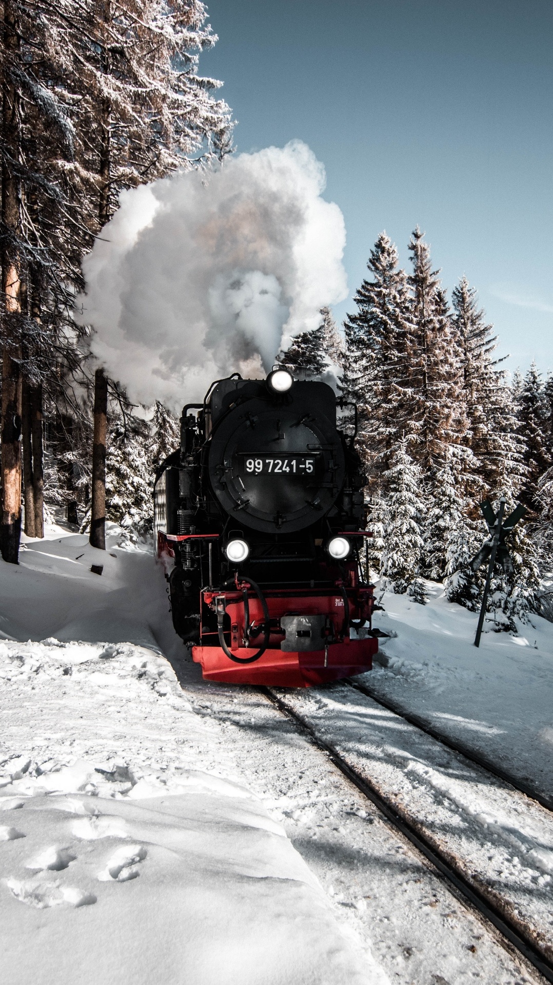 электровоз, железнодорожный транспорт, поезд, снег, транспорт