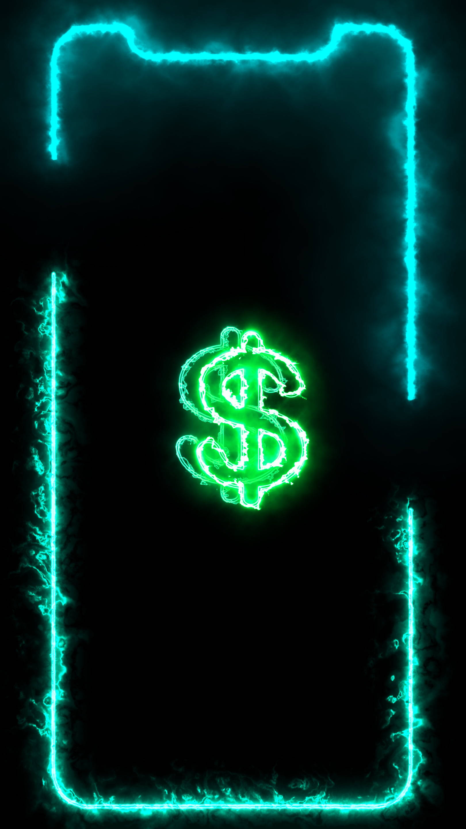 неоновый эстетичный iphone со знаком доллара
