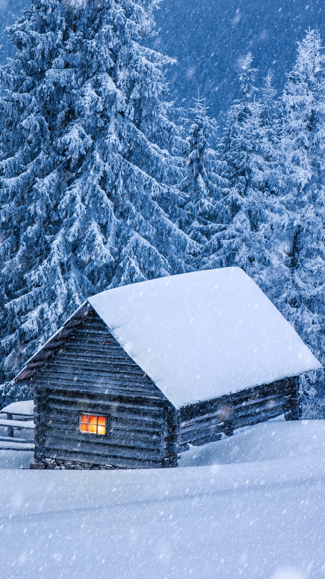 снег, бревенчатый домик, дерево, коттедж, зима