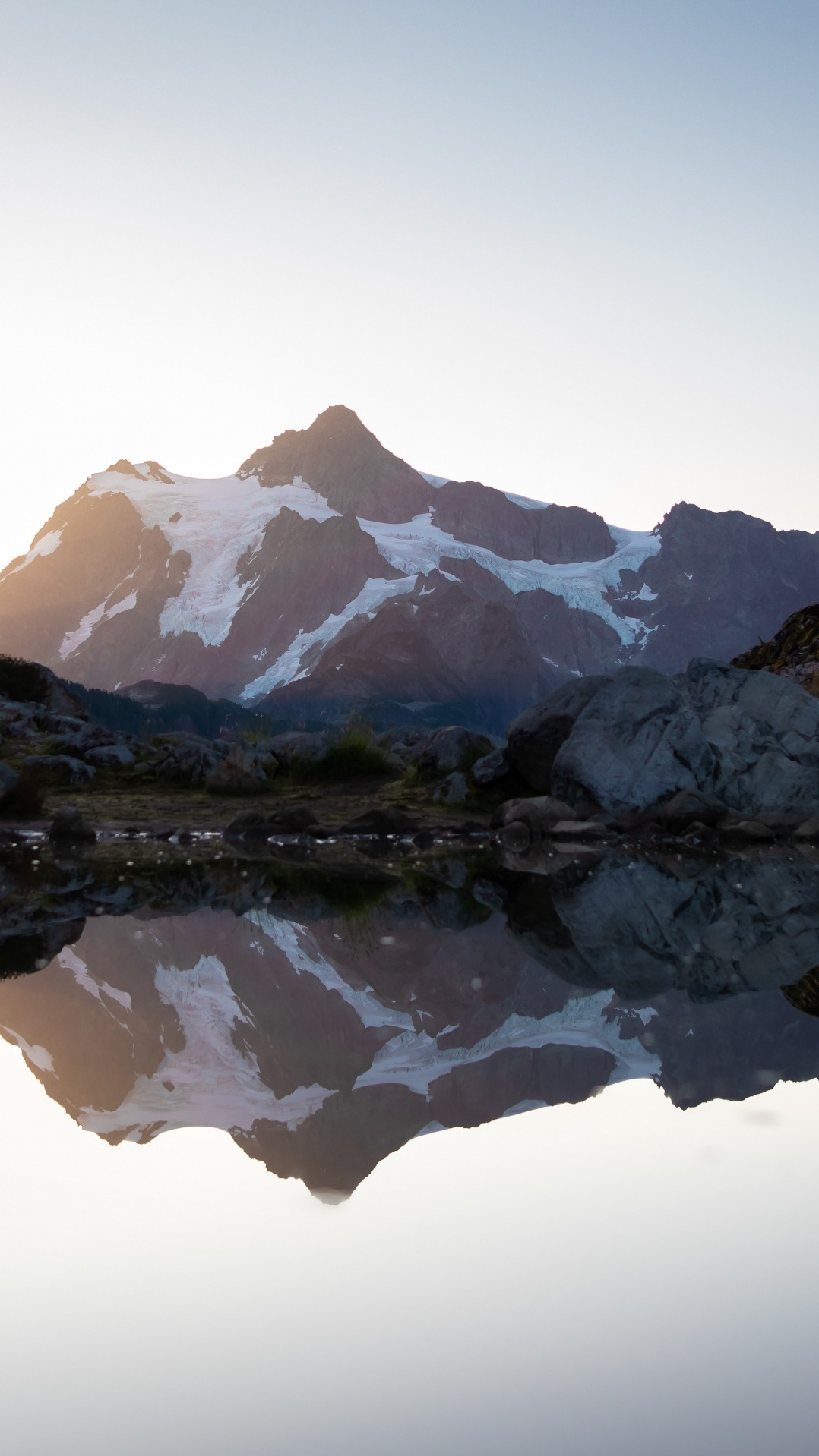 отражение, гора shuksan, горный рельеф, природа, гора