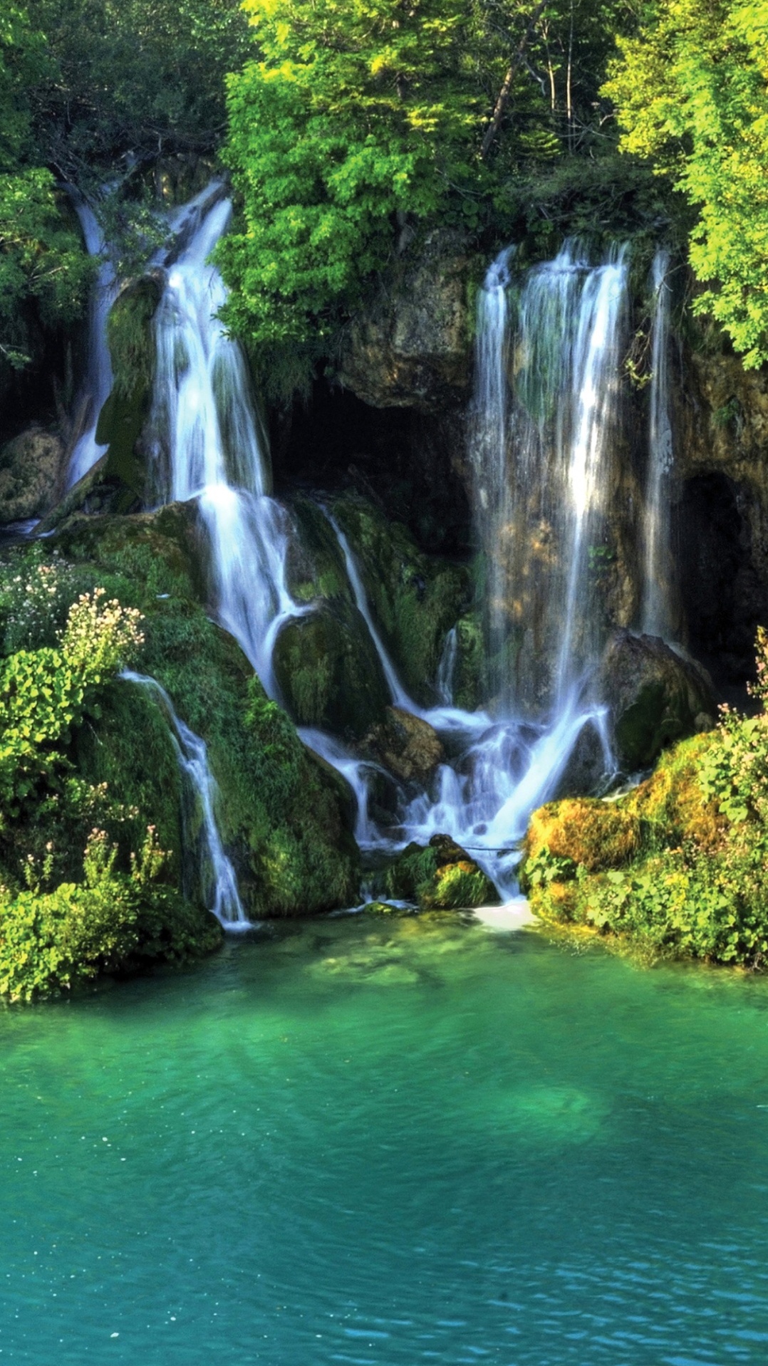 водопад, природный ландшафт, гидроресурсы, фреска, водоем