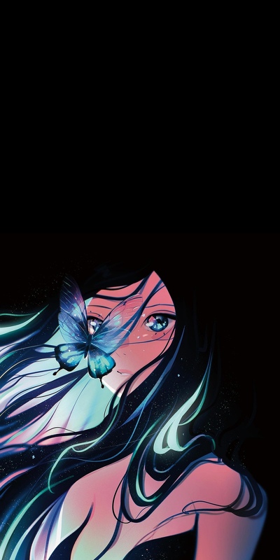 темный арт аниме девушки бабочка