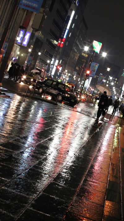 дождь, свет, отражение, городской район, ночь
