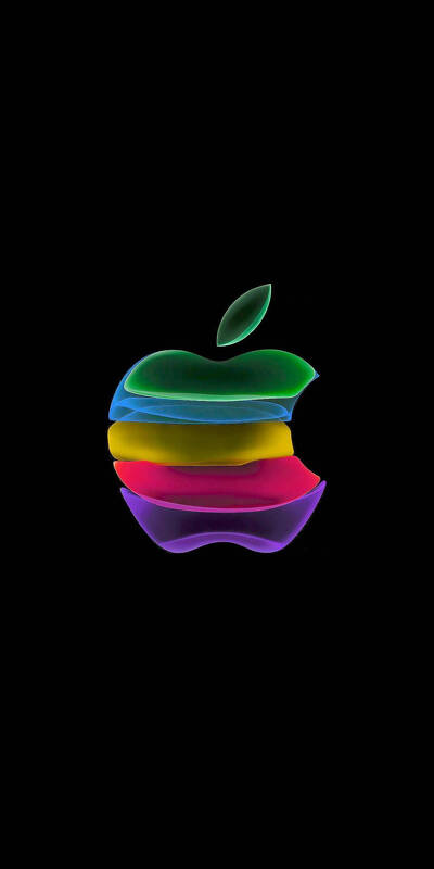 3d iphone прозрачный радужный логотип apple