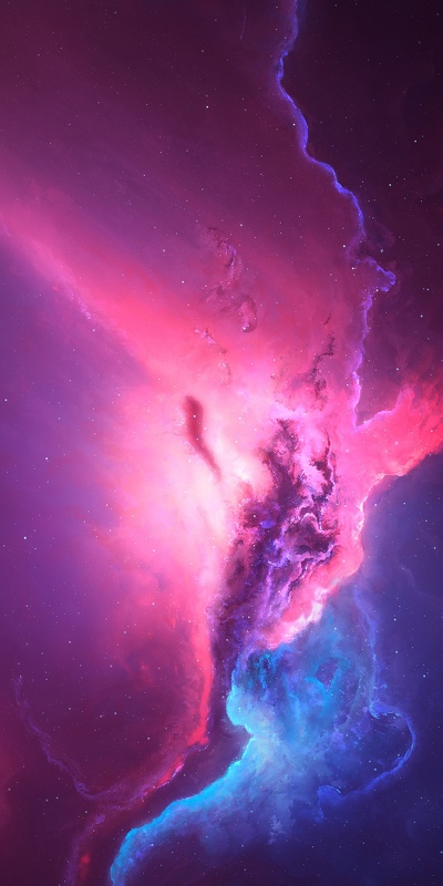 слияние голубого и розового цвета в нежном космосе