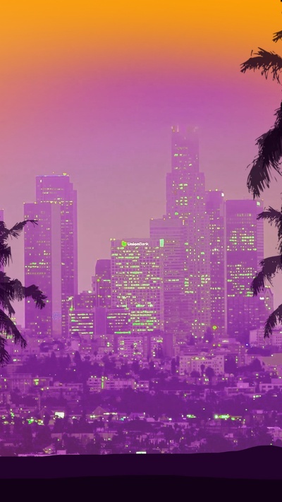пурпур, фиолетовый, арт, небо, городской пейзаж
