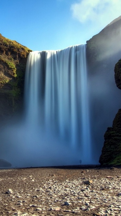 водопад, skgafoss, природа, вода, водоем