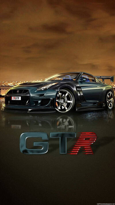 черный автомобиль nissan gtr iphone