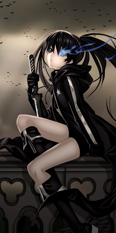 девушки, аниме, стрелок с чёрной скалы (black rock shooter)