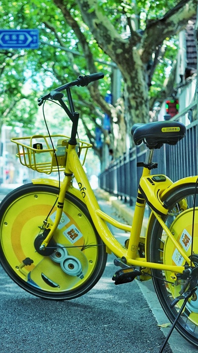 улица, желтый, велосипед