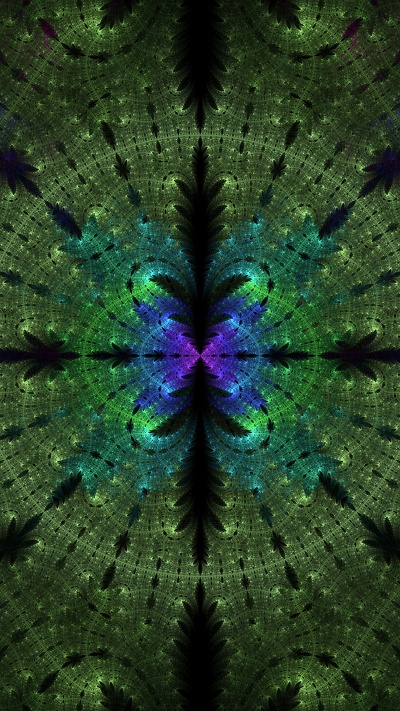 фрактал, пурпур, симметрия, зеленый, фрактальное искусство