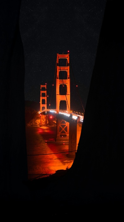 ночь, освещение, свет, мост, мост golden gate