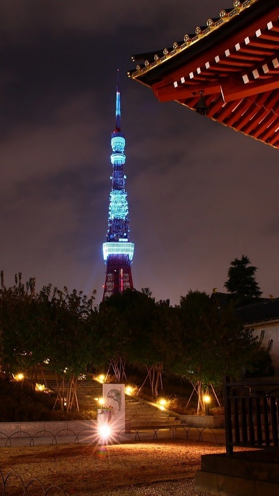 вышка, ориентир, ночь, эйфелева башня, токийская башня