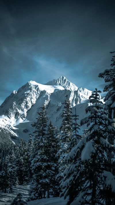 зима, снег, горный рельеф, гора shuksan, лыжи