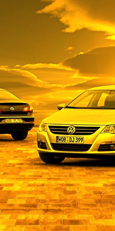 желтые, машины, транспорт, фольксваген (volkswagen)