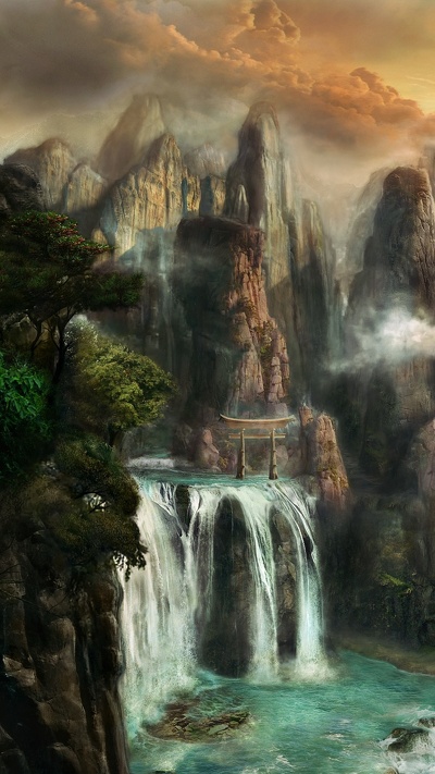 гидроресурсы, водопад, фэнтези, природа, мир фантазий