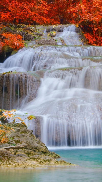 природа, вода, осень, водопад, водоем