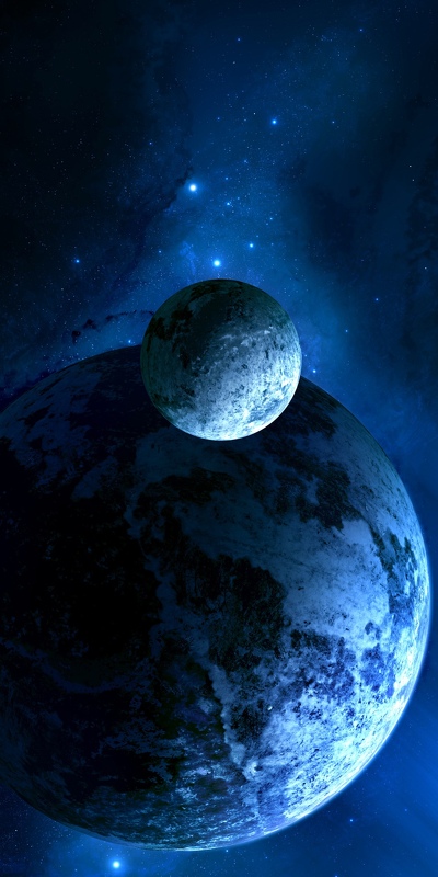 изображение планеты и его спутника из космоса