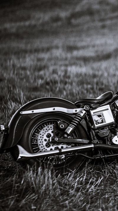 постер, мотоцикл, чоппер, черный и белый, harley davidson sportster