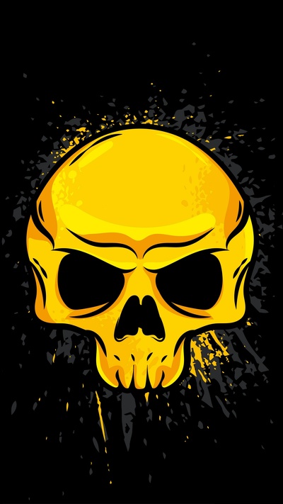череп, лого, кость, иллюстрация, желтый